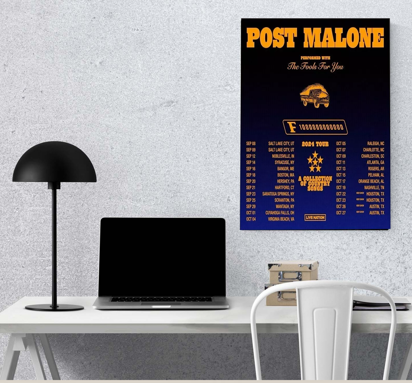 Post Malone F-1 Trillion Tour 2024 Poster