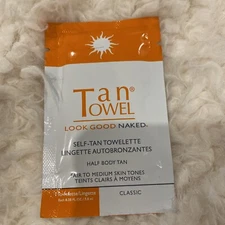 1x TAN TOWEL Half Body Self-Tan Towelettes, Classic, Fair/Medium - NEW FREE SHIP
