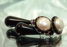 Gorgeous Elegant Black Dangle COOL Vintage 70's Pierced Earrings 702d2