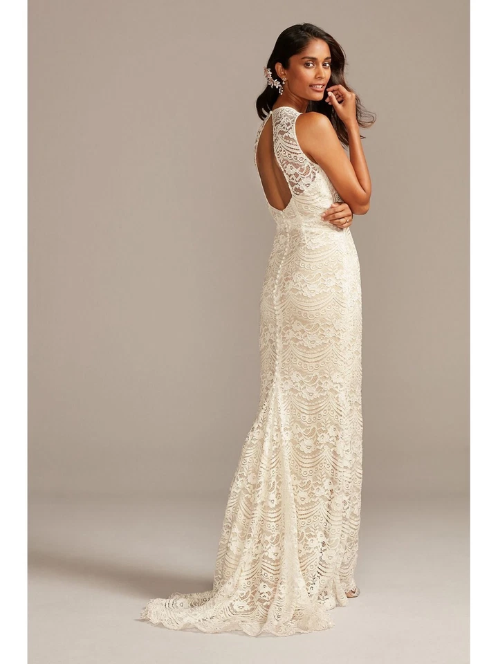 Vestido de novia Melissa Sweet Ivory Champagne Illusion Chantilly de encaje 26W $499 Foto 2 de 3