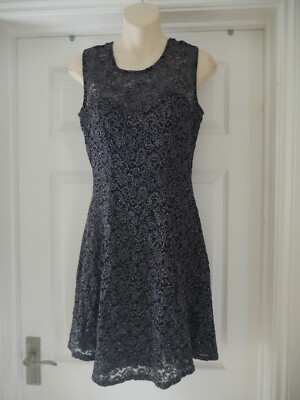Quiz Evening Dress Size 12 Sparkly Party Skater A-Line Textured Paisley