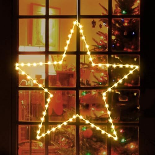 Christmas Window Star Silhouette Lights, 19inch 70LED Warm White 1 Big