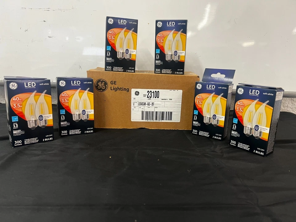 36 GE LED Candelabra 40W Filament Medium Base Light Bulbs Soft White Clear 23100 - Image 2 of 4