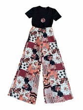 Vintage 1970s Two Piece Set Wide Leg Bell Bottoms And Shirt Hippy Size XS Artsy