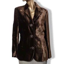 RARE Vintage 90's Gianni Versace COUTURE Brown Velvet Long Blazer Jacket IT40/ S