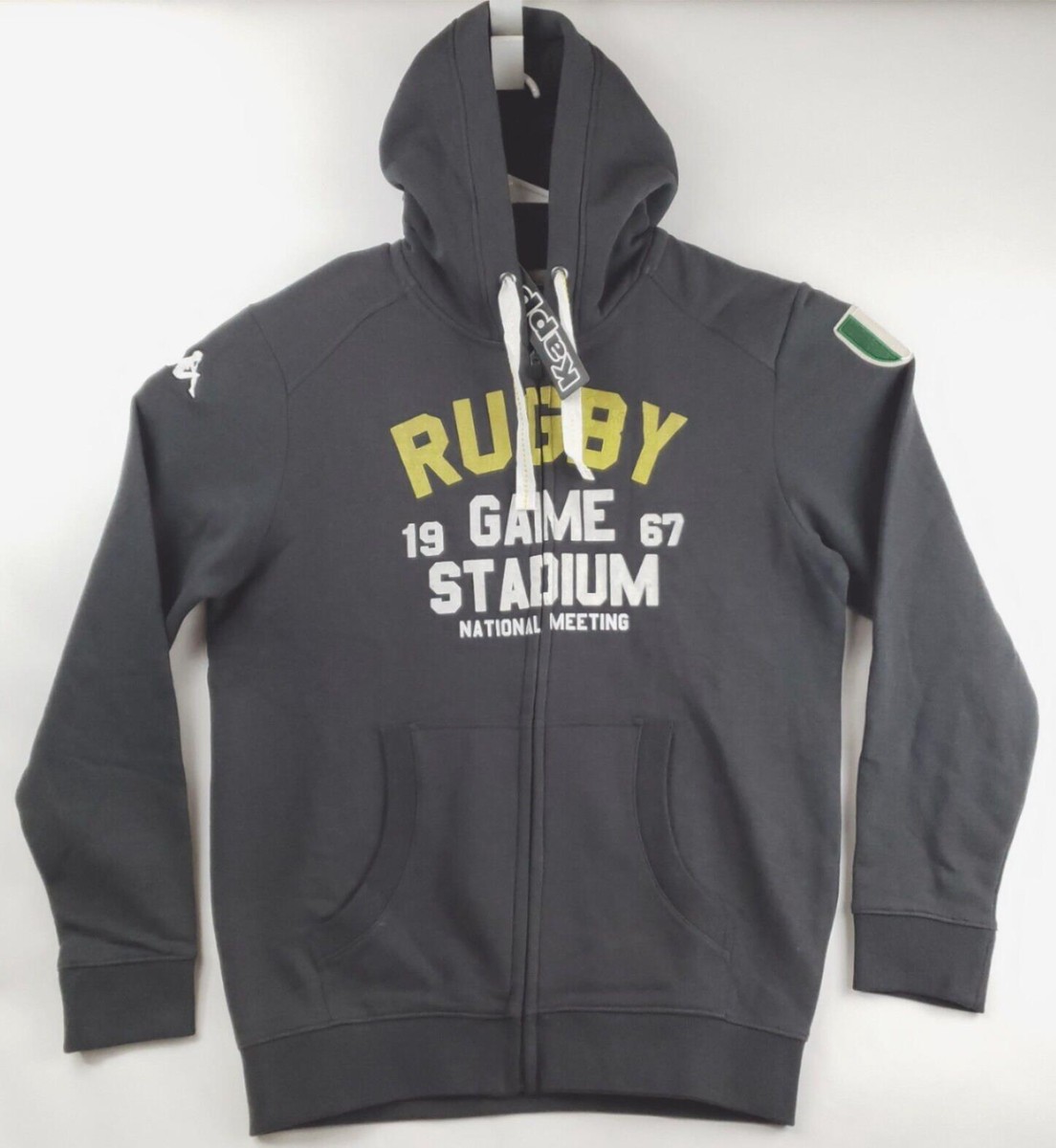 NEW Kappa Hoodie Mens X-Large Gray Cotton Rugby Game Stadium