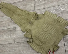 Olive Genuine Caiman Crocodile belly Hide Leather Skin real alligator Croc 428