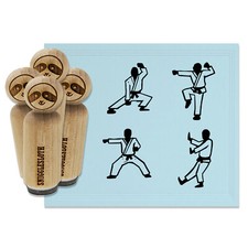 Martial Arts Stances Karate Taekwondo Kung Fu Rubber Stamp Set Stamping Planners