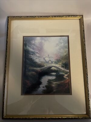 WUNDERSCHÖNES THOMAS KINKAID ''''BROOKSIDE HIDEAWAY'''' GOLDVERGOLDET? GERAHMTER DRUCK