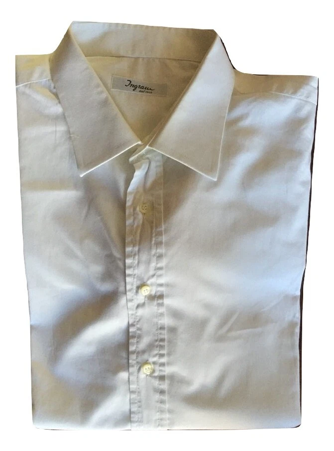 Camicia da lavoro uomo Ingram Maglia Manica lunga Classica Bianca Cotone Size 46 - Immagine 2 di 4