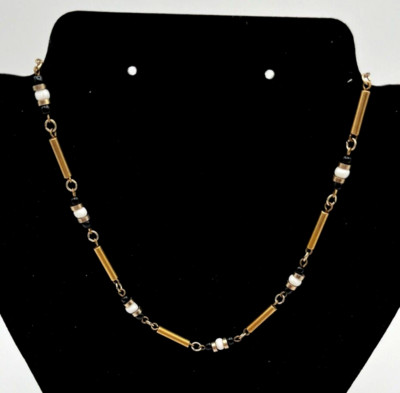 Miram Haskell Slide Clasp Bugle Bead Hippie Choker Necklace Pat 3427691 1970's