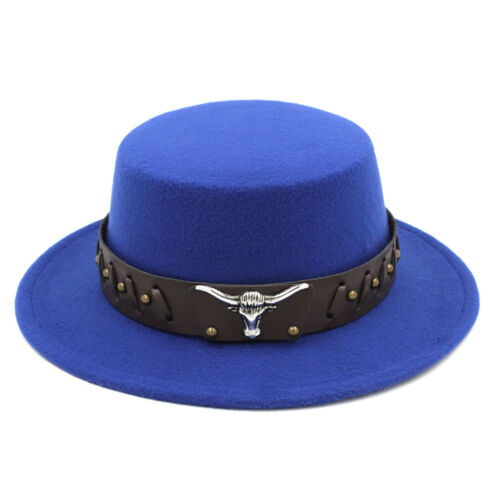 Cappello da barca unisex cappello fedora chiesa ciotola torta di maiale berretto teschio cintura intrecciata - Foto 1 di 17