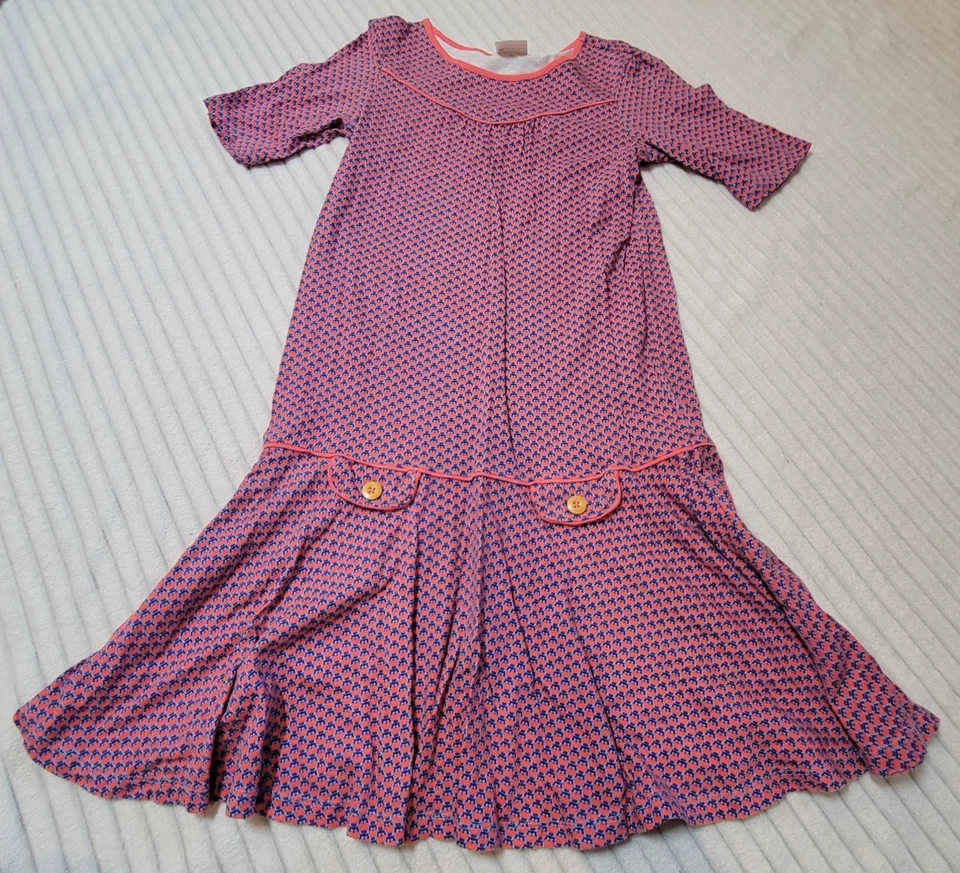 Vestido para niñas Hanna Andersson Búho Cintura Caída talla 160 EE. UU. 14 púrpura rosa manga corta Foto 2 de 4