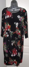 JD WILLIAMS Ladies Black Floral Stretch Tie Wrap Midi Dress Plus Size 20