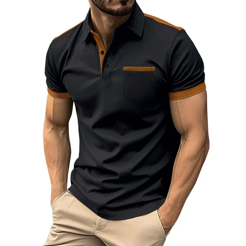 Mens Polo Shirts Classic Short Sleeve Button T-Shirt Casual Golf Tee Tops Pocket - Picture 16 of 30