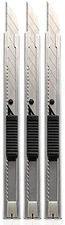 Stainless Steel Retractable Utility Knife Box Cutter Office Paper Craft Set of 3
