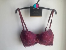 Matalan Lingerie Collection Burgundy Red Embroidered Floral Bra 36A, BNWT
