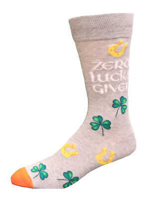 Hot Sox Men's Zero Lucks Given Crew Sock 1 Pair, Grey Heather, Men's 10-13