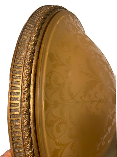 Feiss Flush Dark Antique Brass Finish Vtg by Pasquale Miranda Ceiling Lamp - Picture 13 of 17