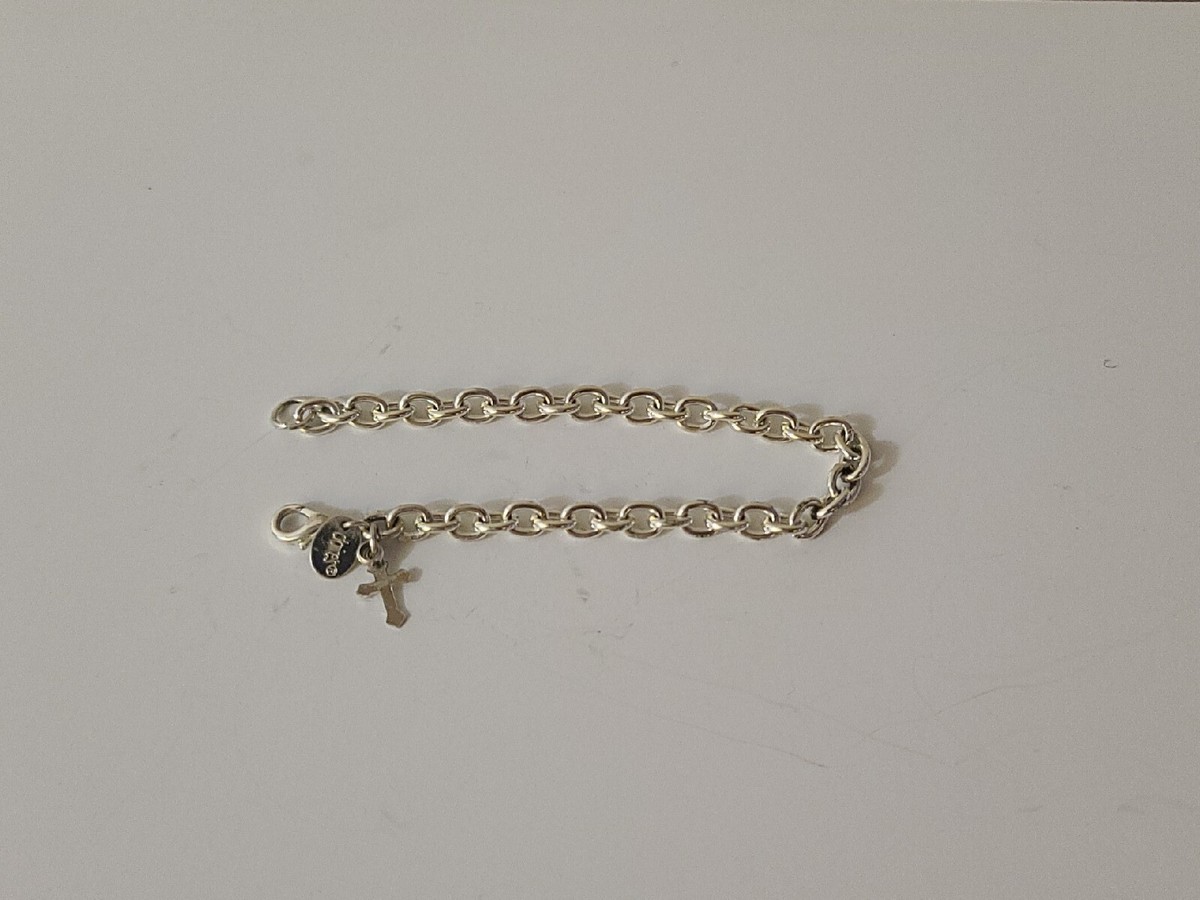 Claire's Silver Cross Charm On Link Bracelet | eBay
