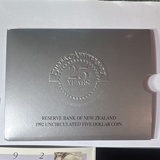 Reserve Bank of New Zealand 1992 $5 25 Years Decimal Currency Silver 0.925