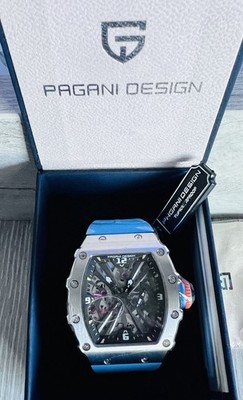 Pagani Design PD-1738 Luxus Herrenuhr   Tonneau/Mille Stil   NEU & OVP Blue Top