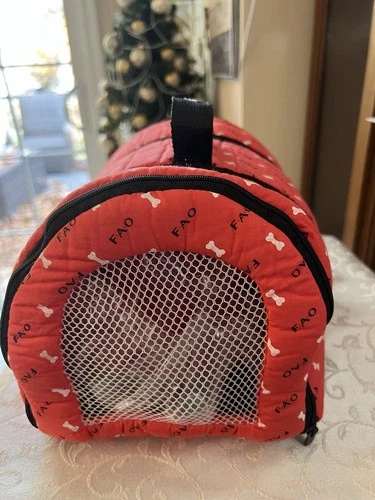 FAO Schwarz Red Pet Plush Carrier Bag with Pillow