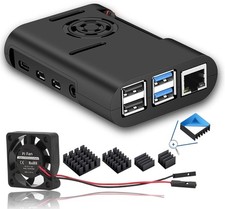 Raspberry Pi 4 Model B Case - Black ABS with Cooling Fan  Easy Install Features