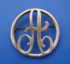 Vintage Letter A Initial Brooch Gold Tone Circle Monogram Costume Jewelry