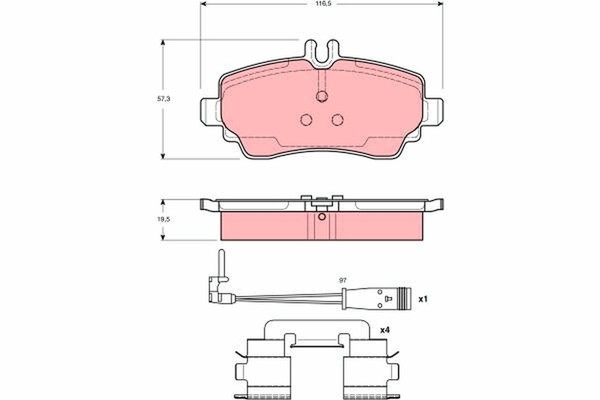 Bremsbelagsatz Scheibenbremse TRW GDB1480 FüR 414 Vaneo Mercedes 700 CDI-image