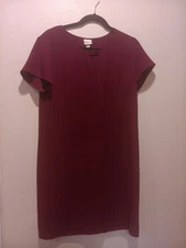 Merona Maroon Keyhole Shortsleeve Shift Dress Sz M Career Minimalist Soft Power