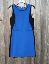 Loft Womens 6 Dress Blue Black Color Block Sleeveless Sheath Office Edgy Indie