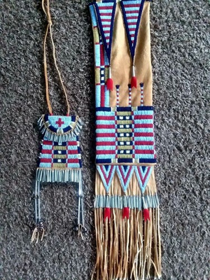 #ad Handmade Native American Sioux Lakota Beaded Tobacco Pipe Bag Suede Leather Hide $99.00