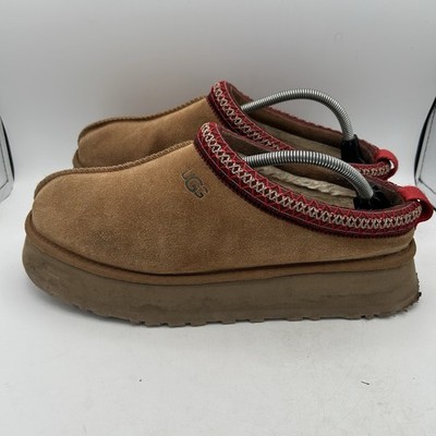 Platform Tazz ll Authentic UGG Slipper Shoes Size 12 Chestnut & Red Suede Women