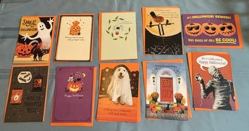 Lot of 10 Brand New Hallmark Expressions Halloween Greeting Cards w Envelopes