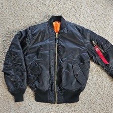 ALPHA INDUSTRIES MA-1 USAF Pilot Flyer Bomber Jacket Mens Small Black MILJ82790J