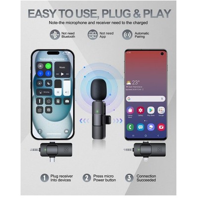 3-in-1 Wireless Mic for iPhone/Android, Clear Recording