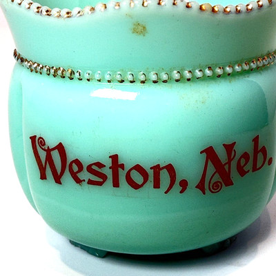 WESTON - NEBRASKA NE  Uranium Antique Custard Glass Souvenir Trinket BOWL CUP