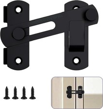 Premium Barn Door Lock- Heavy Duty 180 Degree Flip Sliding Latch Lock Black