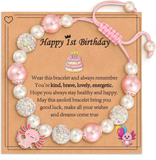 Happy 1-10 Year Old Birthday Bracelet Gifts for Girls Kids, Adjustable Charm Axo