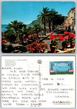 Tarjeta postal 1984 Diano Marina Italia Riviera dei Fiori Corso Garibaldi palmeras