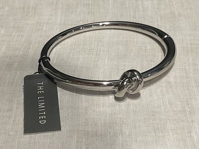 NWT The Limited Silver Tone Knot Hinged Bracelet #1053 Wrist 6.5 Or Less