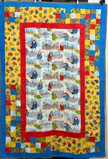 VTG Handmade Quilt Paddington Bear Baby Blanket CribThrow Traveler s 57 x40