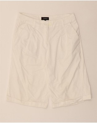 FABIANI Womens High Waist Bermuda Shorts EU 40 Medium W30  White Cotton CE19