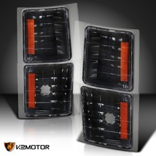 Fits 94-98 Chevy Ck Silverado Suburban Pickup Black Turn Signal Corner Lights Fits 94-98 Chevy Ck Silverado Suburban Pickup Black Turn Signal Corner Lights