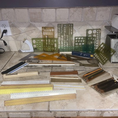 Vintage Lot Of Drafting Architect Engineering Tools Castell Dietzgan KE TACRO