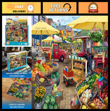 1000 Piece Jigsaw Puzzle for Adults - Farmer's Market Day, Unique Vibrant Imager