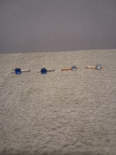 Vintage Cobalt Blue Silver Tone  Mother of Pearl Gold Tone Tuxedo/Shirt Studs