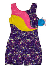 Moret Biketard Unitard Bodysuit Bike Leg Triangle Abstract Geo New Girl M 8/10