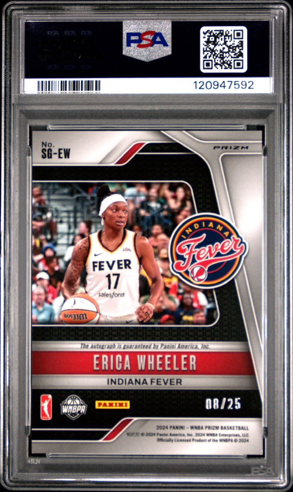 2024 Panini Prizm WNBA Erica Wheeler Signature Mojo /25 Auto PSA 10 POP 1 view 2